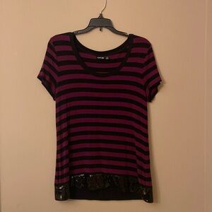 Plum & Black Top w Sparkles - M